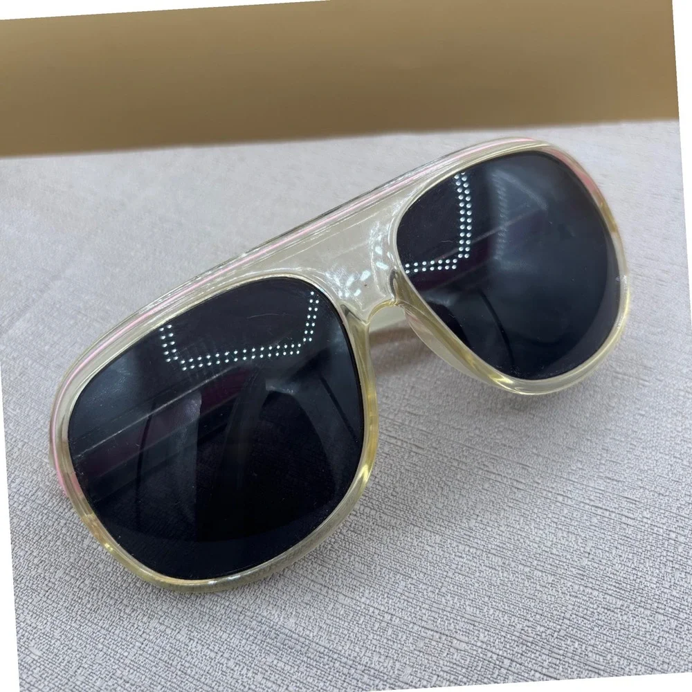 Vintage Aviator Sunglasses Women OS Clear Pink 80s Retro-Futuristic